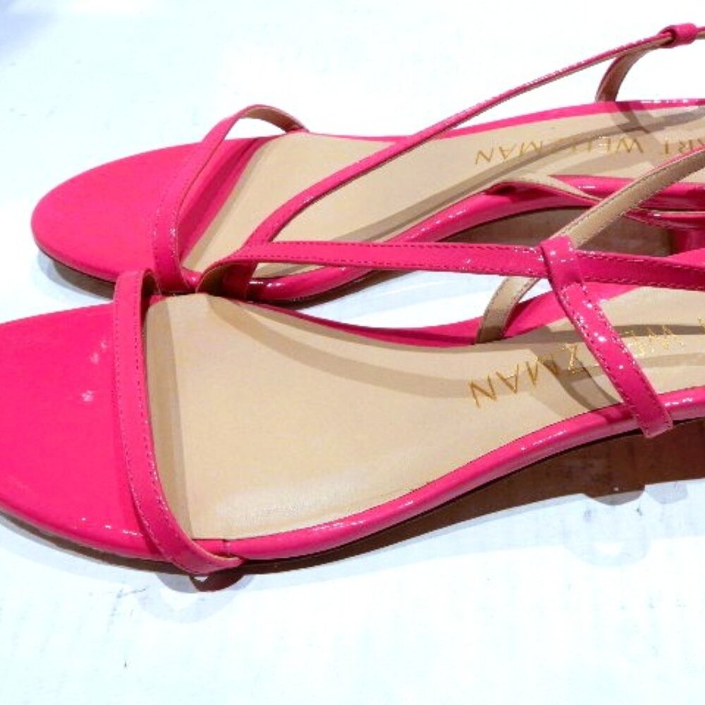 Stuart Weitzman Pink Patent Leather "Evening Strap 25" Sandals in 8.5B